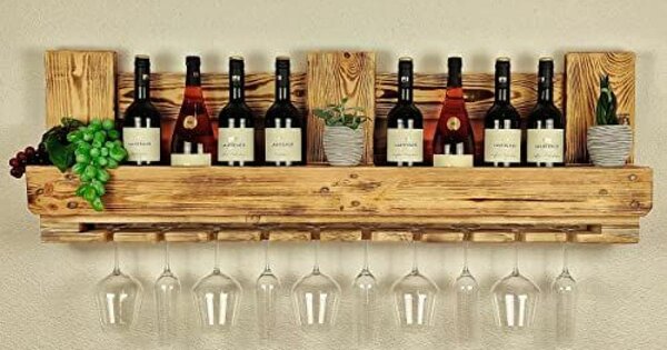 Étagère Murale à Vin Rustique