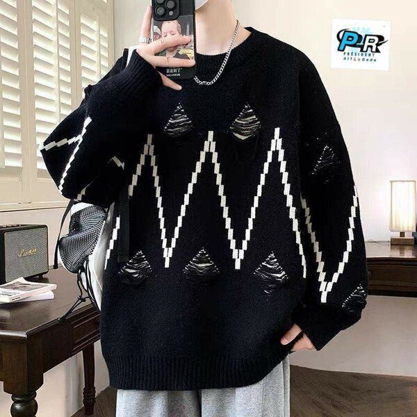 Pull oversize géométrique