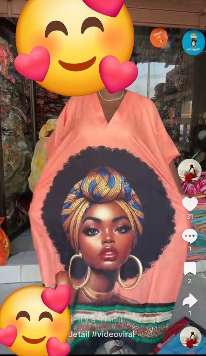 Kaftan coloré avec imprimé art