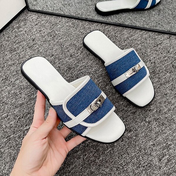 Denim slippers