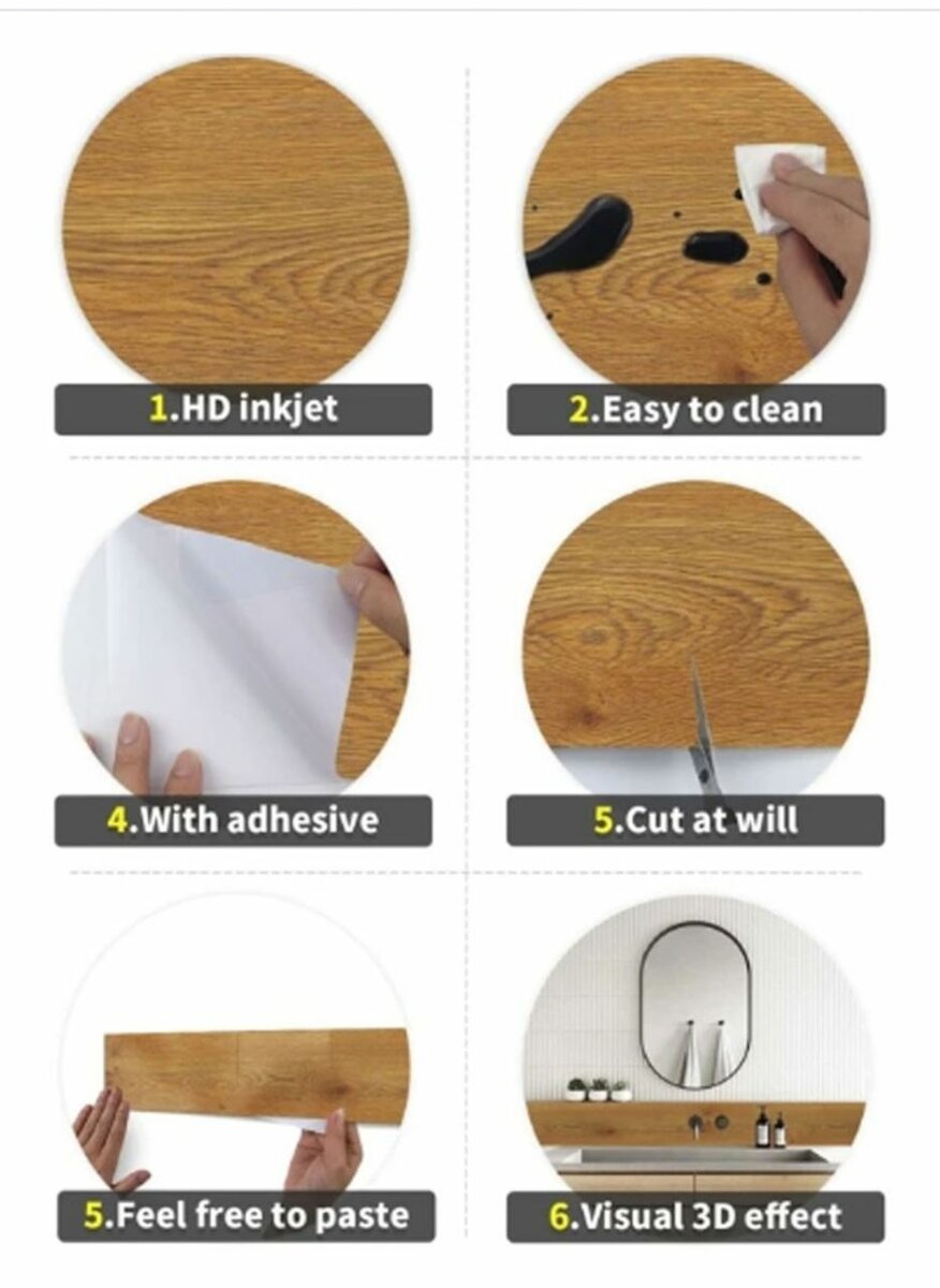 PVC WATERPROOF FLOORING SELF-ADHESIVE TILE