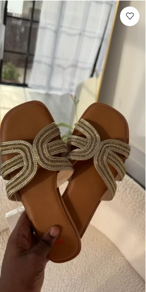 Halo Gold Diamanté Flat Slippers