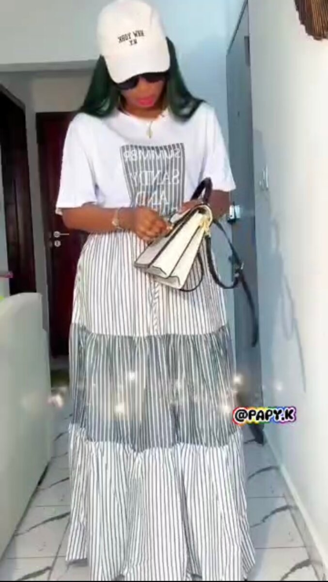 Robe longue à rayures