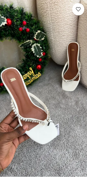 Bessie white kitten heeled slip on