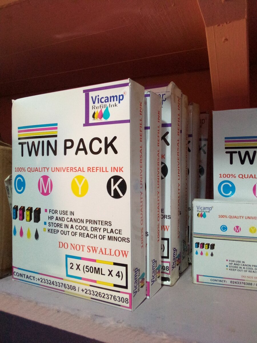 VICAMP UNIVERSAL REFILL INK, HP/CANON PRINTERS - TWIN PACK