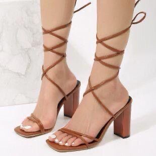 Strapped block heels