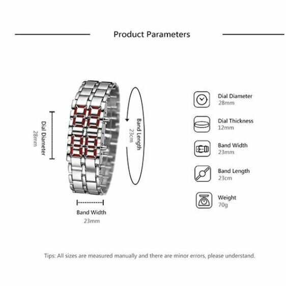 Men's digital red led watch