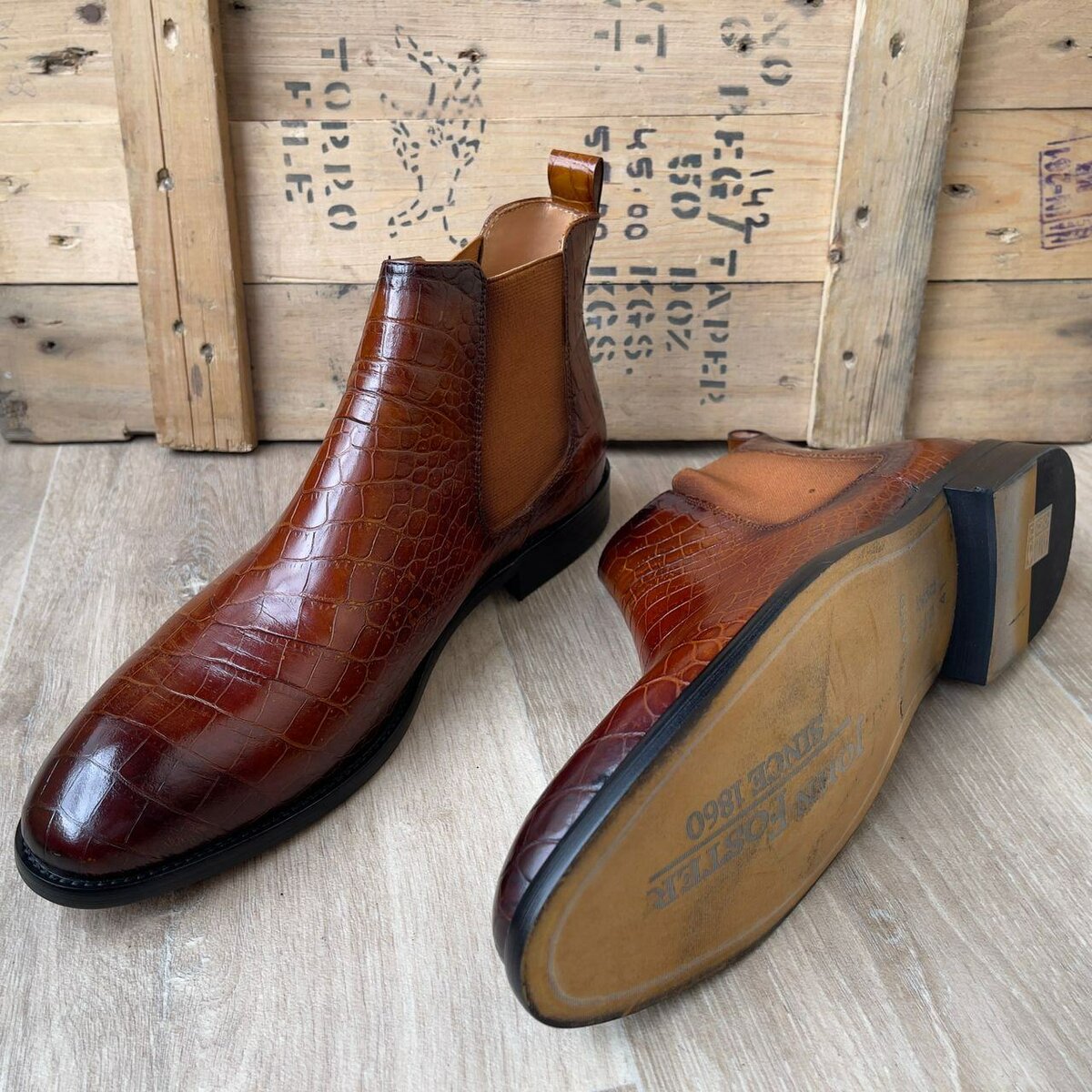 Bottines Chelsea en cuir croco