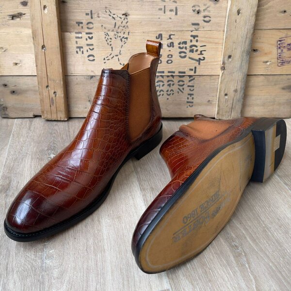 Bottines Chelsea en cuir croco