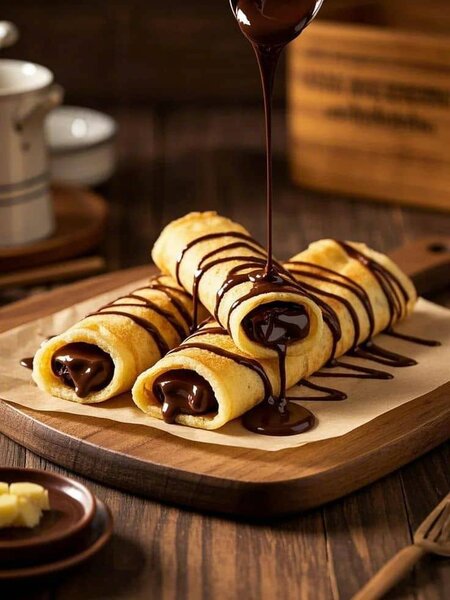 Crêpes roulées au chocolat