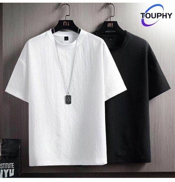 2 T-shirt en coton noir,blanc
