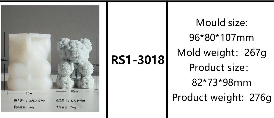 Big teddy bear with bow candle mould