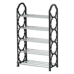5 shelves shoe rack in plastic with silver pipes