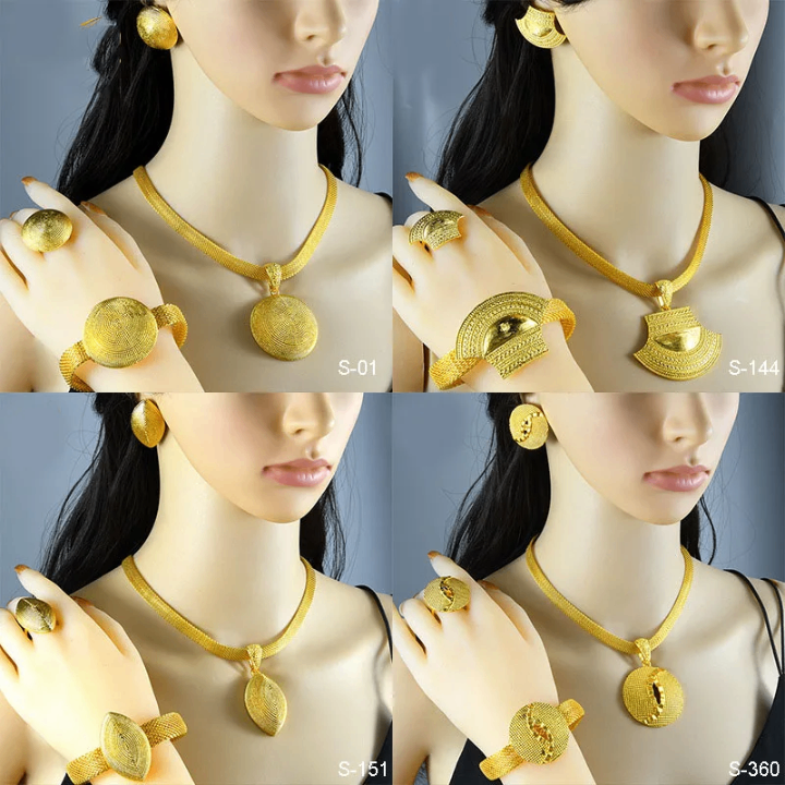 Parure Bijoux Dorés Élégante