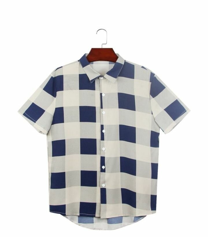 Berrykey Men's Hawaiian Ink Print Short Sleeve Beach Button