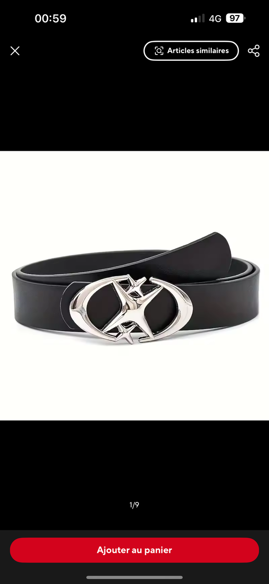 Ceinture en cuir noir boucle moderne