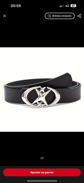 Ceinture en cuir noir boucle moderne