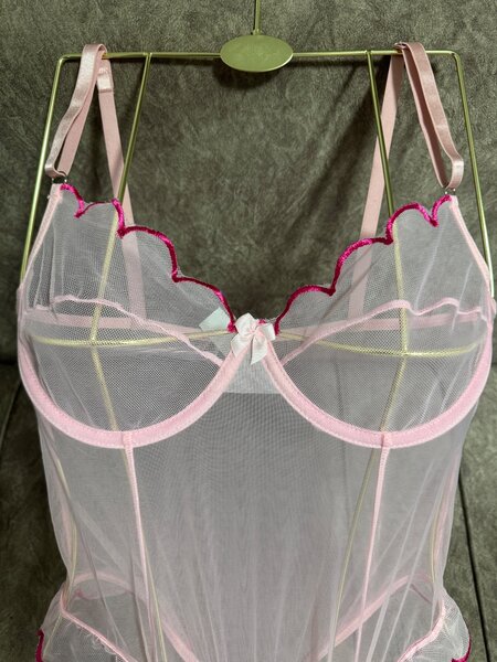 Pink Sheer Lingerie Bodysuit