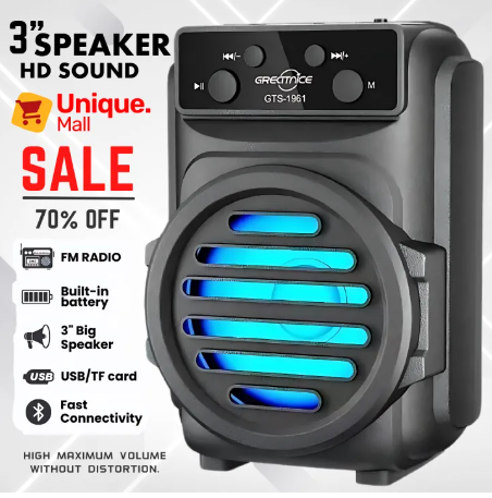 Premium Wireless Bluetooth Speaker with RGB Lighting – Mini Portable Bluetooth Speaker with Powerful Sound, Deep Bass & Built-in Woofer for Home, Mobile, PC, and Laptop – Rechargeable Bluetooth Speakers Supporting Memory Card, USB, FM Radio & AUX Input –