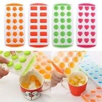 1 tray Silicone Pop Up Ice Cube Tray Easy POP Out Silicone Base Round/Heart Shaped Cubes Maker Drink Freezer Jelly Mold, Ice Cube Maker_ice maker