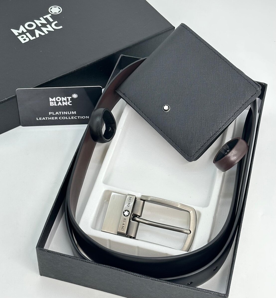 Classic Montblanc Reversible Belt and Wallet Set