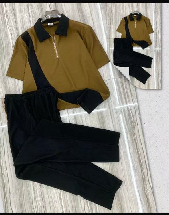 Costume décontracté zippé bicolore