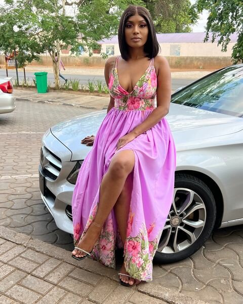 Women's Long Pink Sundress with Floral Print