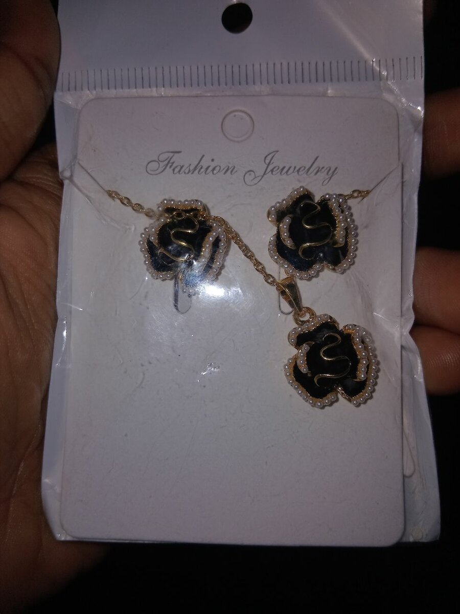 Parure Bijoux Fleur Noire