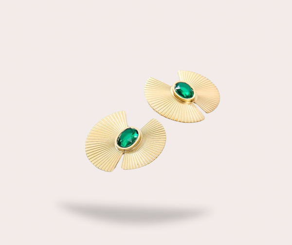 Boucles d'oreilles dorées émeraude