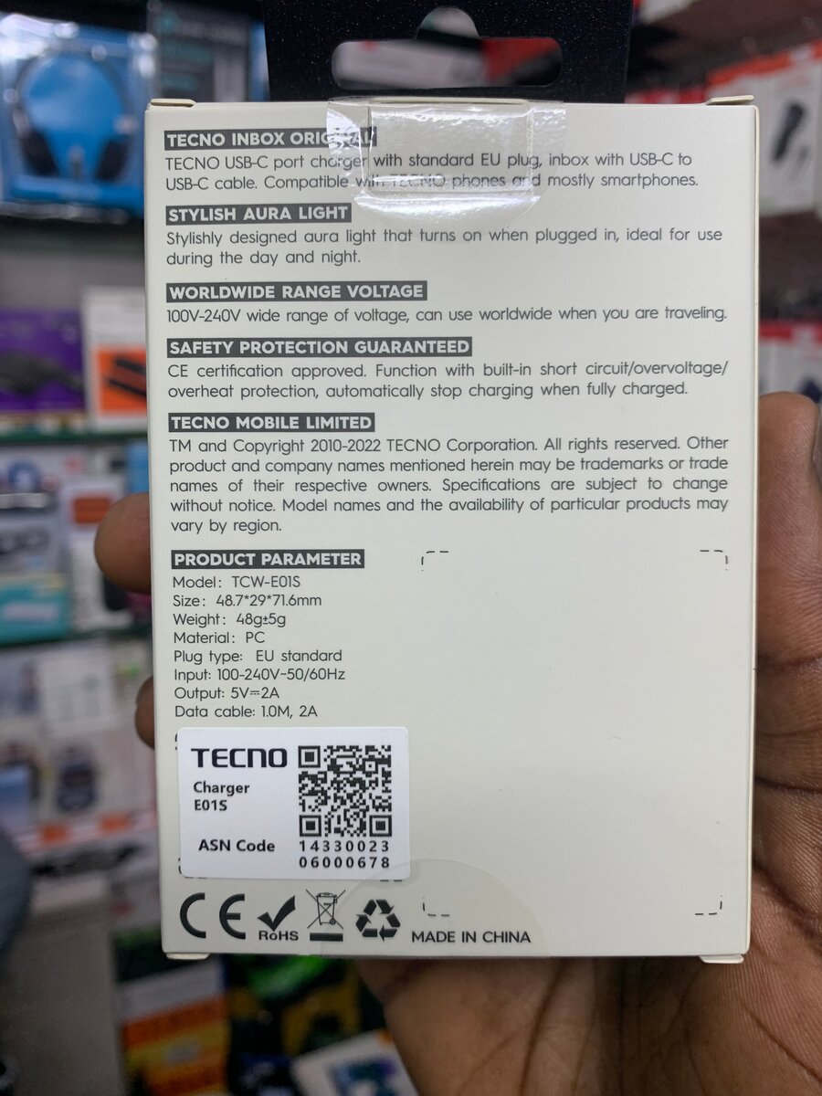 Chargeur Tecno USB-C Compact