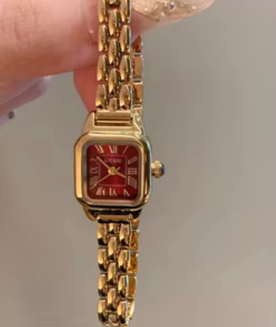 Montre Femme Inshiqi Doré et Rouge