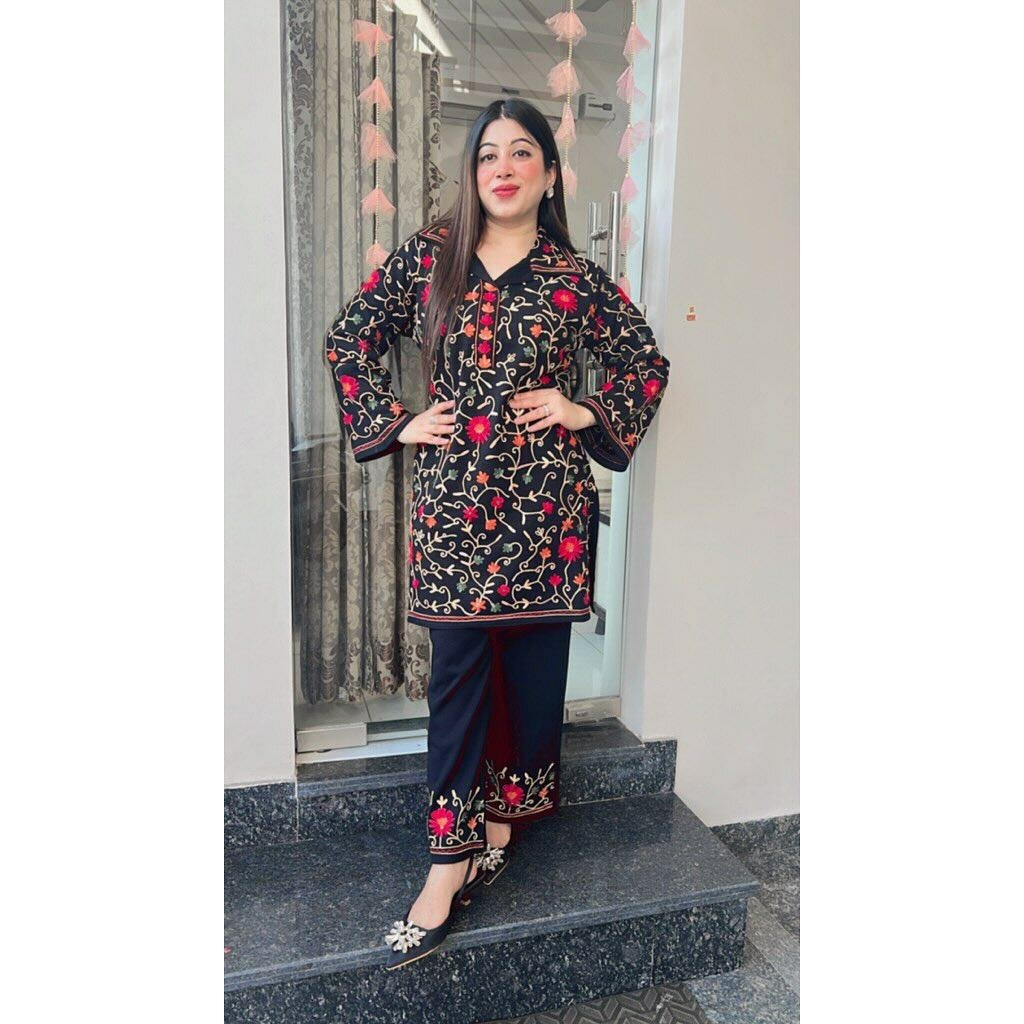 Heavy multi embroidery shamoze silk , dc free