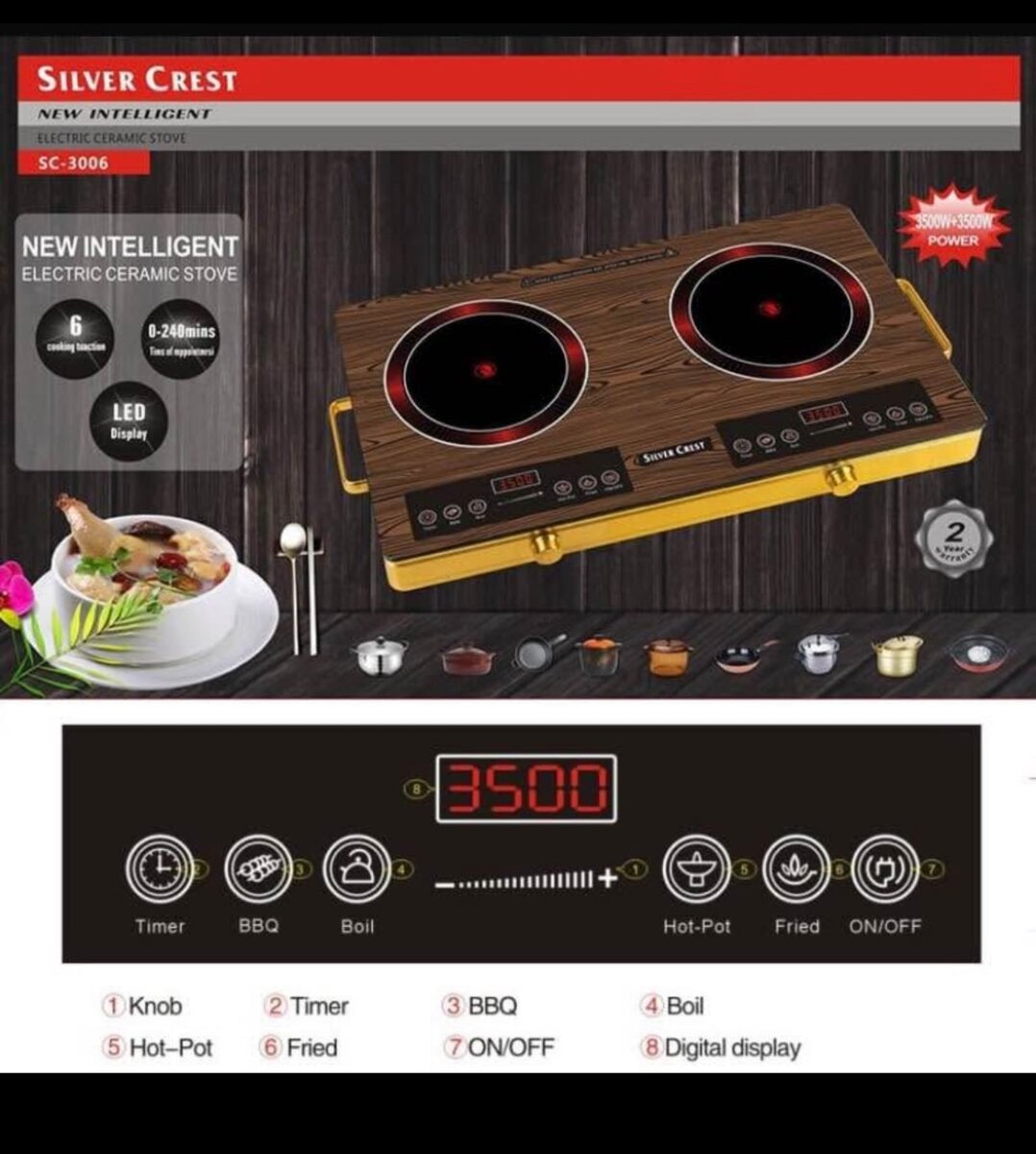 Silver crest infrared Electric cooker Double plate stove