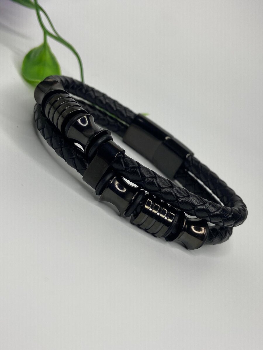 A Leather Steel Bracelets For Him