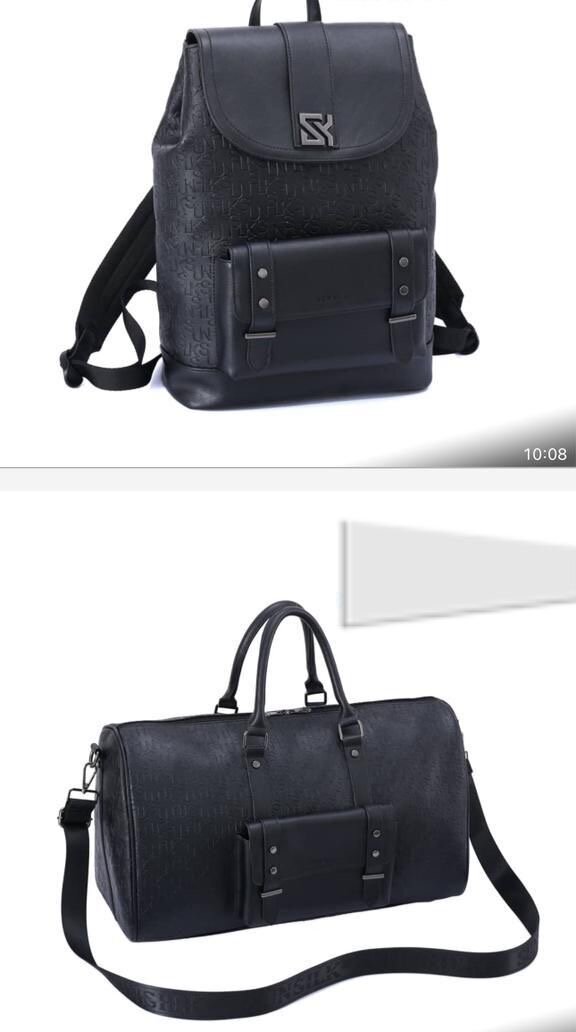 Ensemble sac à dos et sac de voyage en cuir