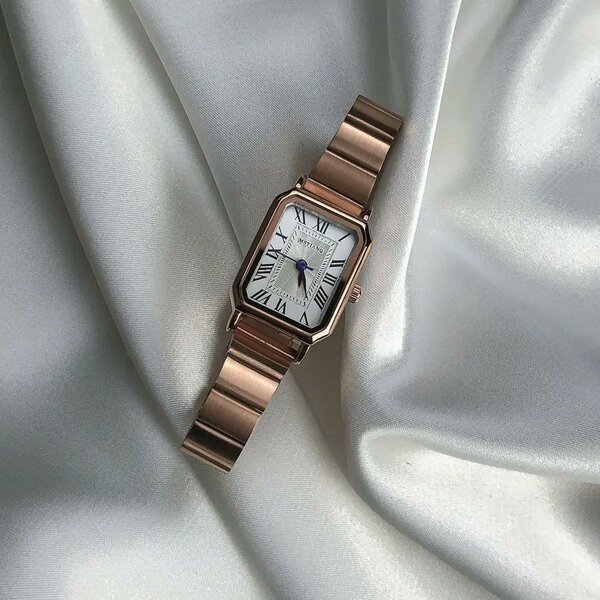 Montre en or mécanique manuelle pour femme, cadran blanc