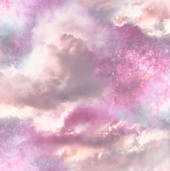 Papier peint nuage rose pastel