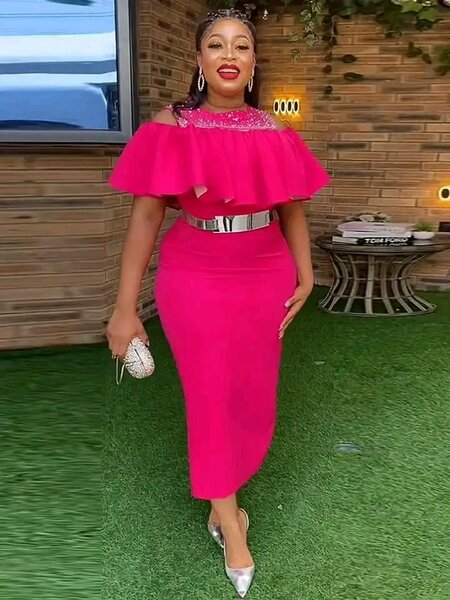 Women's Fitted Dress with Ruffles