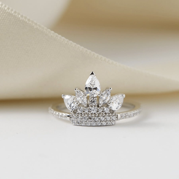 Crystal crown promise ring