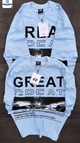 T-shirts bleus "GREAT" homme