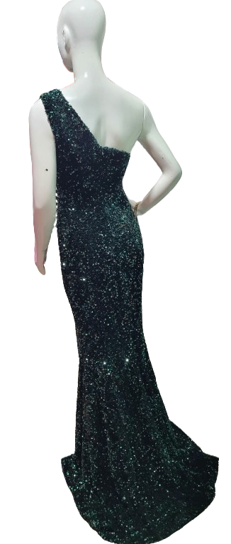 Robe soirée paillettes asymétrique