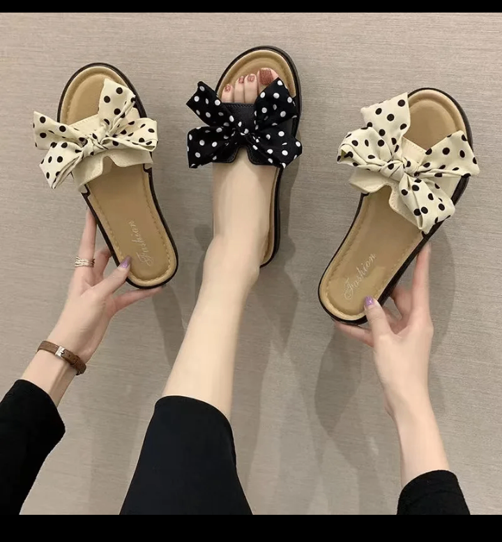 Sandales à nœud pois femme