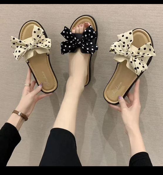 Sandales à nœud pois femme