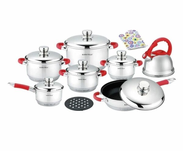 12PCS STAINLESS STEEL COOKWARE SET WITH STAINLESS STEEL LIDS