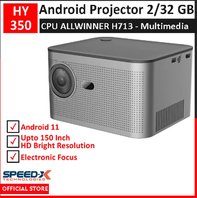 HY350 Projector Multimedia Android 2/32 GB Wifi Allwinner H713 CPU - Dual Speakers - HD Bright