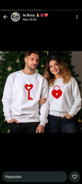 Sweat à capuche couple amour en coton