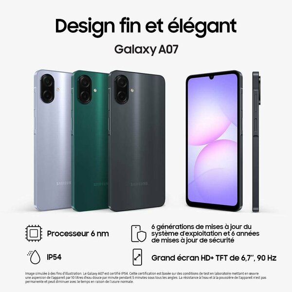 Smartphone Galaxy A07 élégant