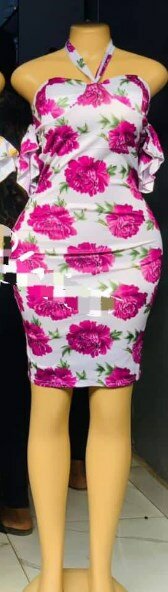 Bodycon dress, burgundy flowers print