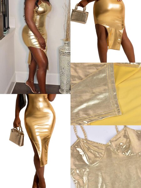 Robe Évasée Dorée Séduisante