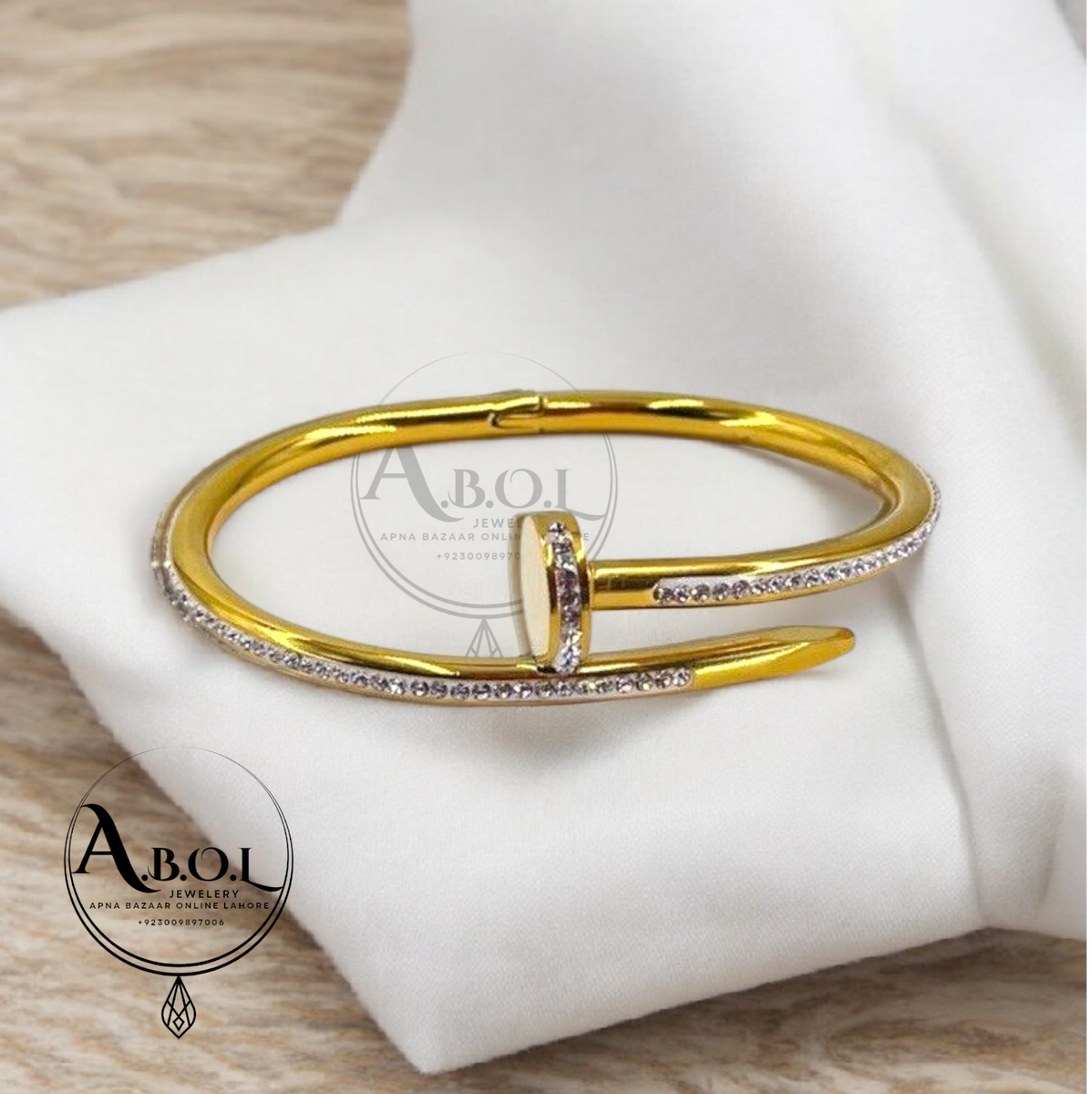 Nail Stone Stainless Cuff